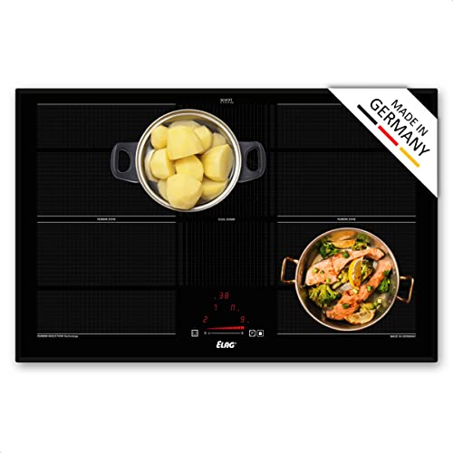 ELAG 4-Zonen Induktionskochfeld EX-500 mit Flexzonen (Made in Germany - autark - 80 cm Einbau- Kochfeld Induktion - inkl. Rahmen - Touch-Bedienung - Booster)