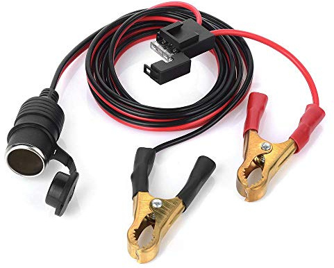 12V 24V Female Car Cigarette Lighter, 2FT Car Battery Clamp-on Extension Charge Cable, Socket to Battery Alligator Crocodile Clips Connector