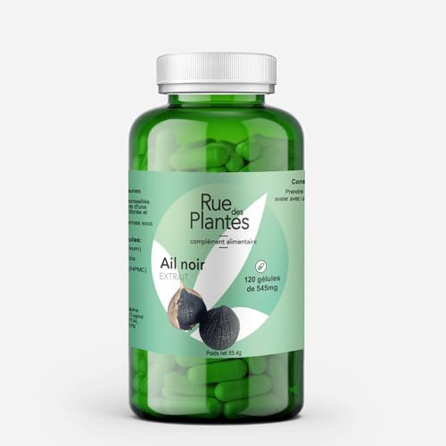 Ail Noir Extrait 4:1 – 120 Gélules – Cure 1 Mois – Favorise la Circulation Sanguine, Renforce les Défenses Immunitaires, Soutient la Vitalité | Conditionnée en France, RUE DES PLANTES