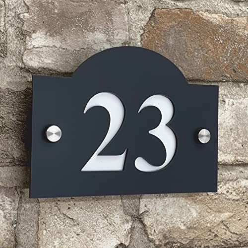 The House Sign Company – Berwick Personalised House Sign | 15cm X 11cm | Acrylic Door Plaque with Number | Weatherproof Outdoor House Name Plate