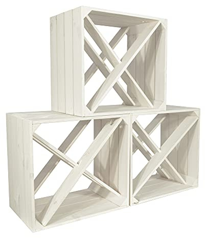 CHICCIE 3 Set Weinregal Wino aus Holz - Weiß X Regal Holzkiste