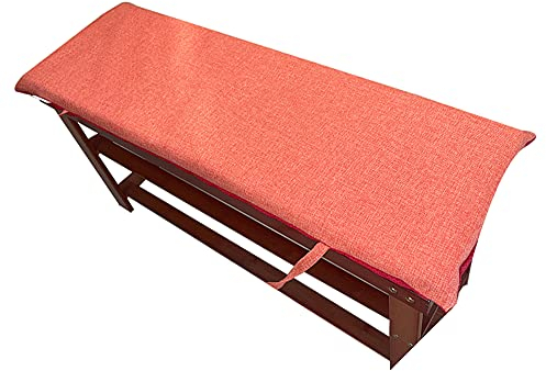 Hruile 4 cm dicke weiche Gartenbank-Kissen Stuhlauflage 2 3-Sitzer rutschfeste Bankkissen waschbar Kissen Sitzkissen Matte für Terrassenmöbel Küche oder Essbank 120 x 40 cm, orange