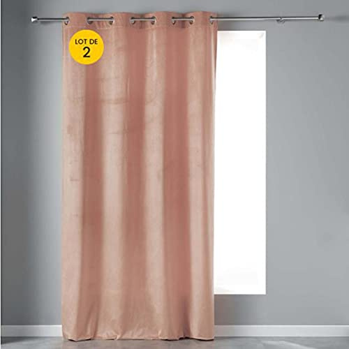 Set di 2 tende oscuranti, 140 x 240 cm, in velluto morbido e vellutato, colore: confetto