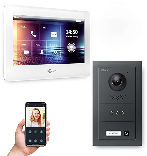 Goliath Hybrid | 2-Draht | Full-HD Video Türsprechanlage | App | 1-Fam | 1 x Full-Touchscreen 7 | Aluminium Unterputz Türstation | + Feedback Modul | 180° Ultra-Weitwinkel | AV-BUS-612