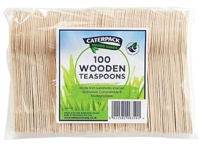Caterpack Enviro Wooden Teaspoons (Pack of 100) RY10570+ Free finchley Refill Pen (4)