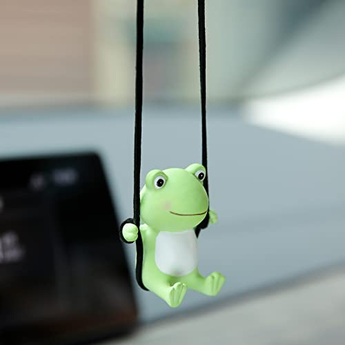 YGMONER Cute Swinging Frog Car Rear View Mirror Hanging Accessories Funny Car Interior Decor Gifts for Women Men (Frog)