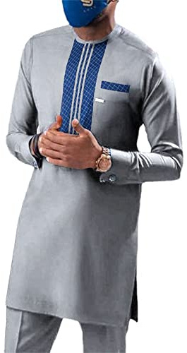 VIVICOLOR African Outfits for Men Ankara Print Shirts and Tribal Pants Set Traditional Dashiki Tracksuit Attire Outfit