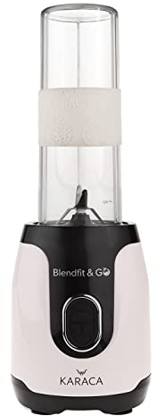 Karaca Blendfit Go Personal Blender & Smoothie Maker, Portable Blenders Bottle with Leak Proof Lids, Crush Ice & Frozen Fruit, Juice & Food Blender, 600ml, Retro Cream