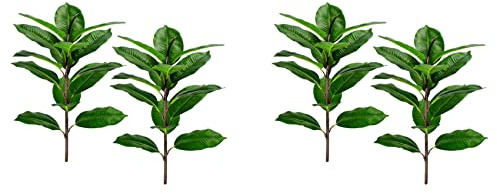 ZEELYDE 4 Pièces Faux Bananier Tropical Monstera Feuille Fausse Grandes Feuilles de Palmier Fougère Faux Buissons Verts Arbustes Décor
