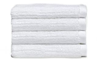 Cozy Earth Ribbed Washcloth Set - 60% Cotton 40% Viscose from Bamboo Bathroom Washcloths - Soft & Absorbent Textured Ribbed Pattern - 4 Pack White