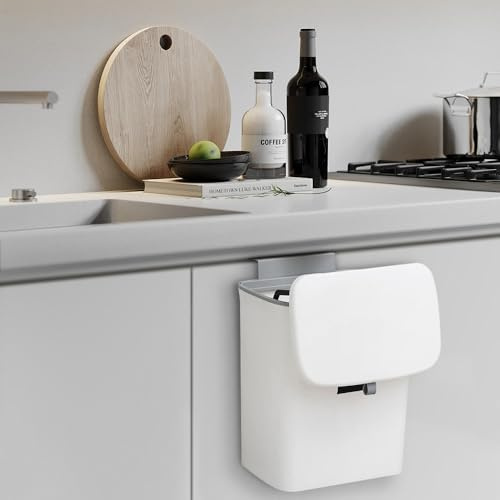 Composteur Cuisine 9 Litre avec Couvercle - Poubelle à Compost pour Portes ou Mural, Installation Comptoir ou sous l'Évier
