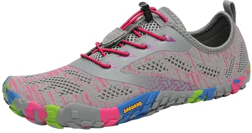 SAGUARO Damen Barfußschuhe Leight Bequem Zehenschuhe Minimalistische Herren Gymnastikschuhe Atmungsaktiv rutschfest Sportschuhe Rosa 41 EU