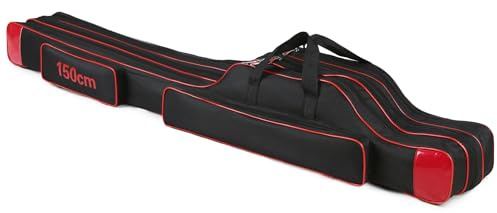 Sunydog 150cm 3 Schichten Angelrute Tasche Tragbare Klapprute Tragetasche Angelrolle Tackle Aufbewahrungstasche Tasche