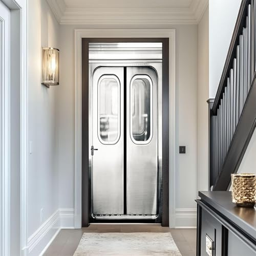 artfanke 3D Peel and Stick Door Sticker 33.5x84.6- Self-Adhesive Door Murals Wallpaper Poster - Subway Gate Wall Decal for Bedroom Decor (2 Sheets/Set)