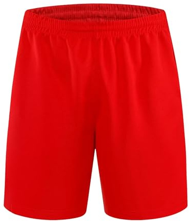Stolpyzh Kids Shorts Boys School Activewear PE Short Boy Girls Breathable Gym Football Sports Running Training Shorts Quick Drying(Red, 130/8-9 Years)