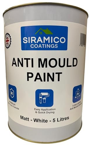 SIRAMICO COATINGS Anti-Mould Paint | 5 Litres | Superior 10 Year Anti Mould Resistant Paint for Bathrooms, Kitchens, Walls and Ceilings - Easy Brush & Roller Application