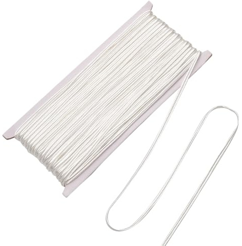 FINGERINSPIRE Cordoncino piatto intrecciato in poliestere, 27 m, largo 3 mm, bianco, metallico, per vestiti, costumi, fai da te, cucito, artigianato fai da te, decorazione della casa