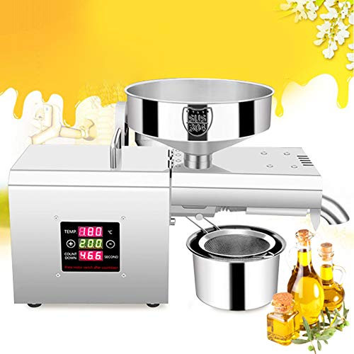 Kaichenyt Ölextraktormaschine Automatik, 600w Erdnuss Raps Walnüsse Ölpresse Extraktor Edelstahl Automatische Ölpresse Maschine 3-6kg/H Heiß-/Kaltöl- Extraktionsmaschine