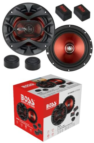 KIT SET PER BOSS AUDIO SYSTEMS CH6CK 1 kit a 2 vie da 6,5 16,5 cm 165 mm, 175 watt rms e 350 watt max, impedenza 4 ohm, con 2 woofer, 2 tweeter, 2 crossover, sospensione in gomma, 1 kit