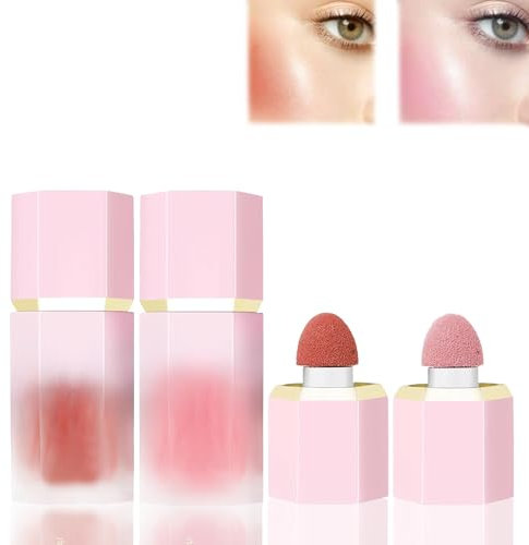 2PCS Blush Stick Liquid Blusher for Cheeks, Soft Lightweight Milk Jelly Blush, Buildable Cream Blush, Natural Tint Blushers for Cheeks Make Up, Blendable Smudge-Proof Makeup & Easy to Apply (#04#06)