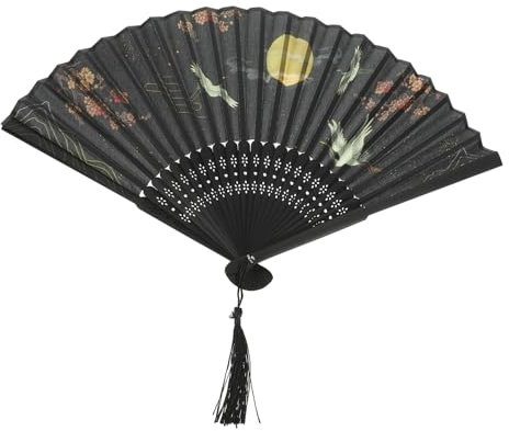 HAWILLOSCH Chinese Style Folding Fan Handheld Silk Fabric Fan for Weddings Parties and Home Decoration Lightweight Frame Intricate Design Unique Idea
