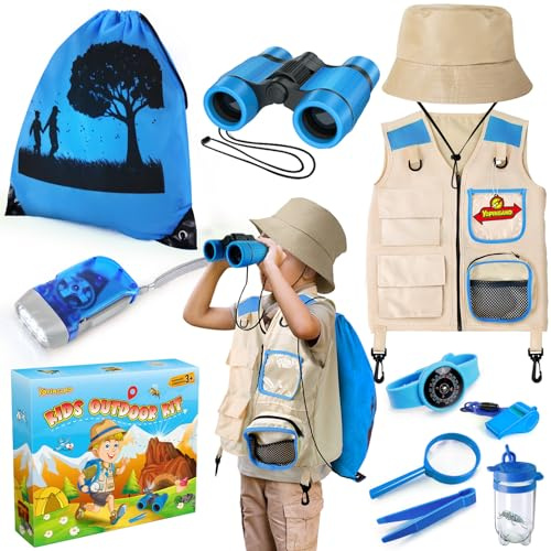 Set da esplorazione per bambini, con gilet, cappello, zaino e binocolo, giocattolo da esterno per bambini, ragazze e ragazzi