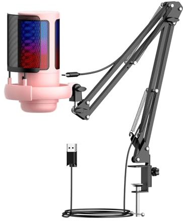 1 Set Computer Gaming Microphone USB Computer Recording Microphone Streamer LED Light Adjustable Function
