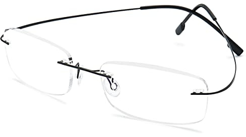 KOOSUFA Randlose Lesebrille Herren Damen Ohne Scharnier – Ultra Leichte Legierung Lesebrillen, Flexibel & Komfortabel, Lesehilfe (+1.0 bis +4.0)