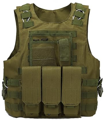 Bauzuoyo Chaleco táctico para hombre, camuflaje militar, chaleco de combate, chaleco de policía, chaleco de airsoft, chaleco para caza, juego de campo, guardias de seguridad, para exteriores, camping