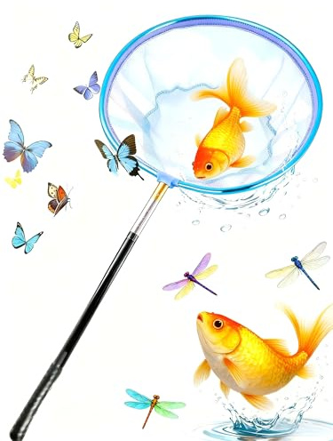 Retini da Pesca per Bambini, Moxiewell 66 cm a 145 cm Estensibile Guadino Pesca Telescopico, Retino per Farfalle Telescopico Retino per Foglie da Piscina