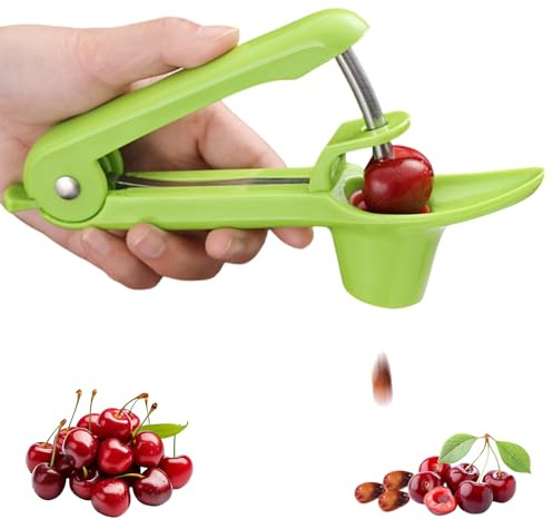 Kirschentkerner, Kirschkernentferner Aus Edelstahl Für Schnelles Entkernen, Obstentkerner Kirschentsteiner Mit Auffangbehälter, Spart Ihnen Zeit Und Energie in Der Küche (B)