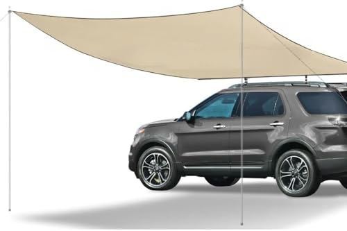Toldo Caravana,Toldo Furgoneta Camper Toldo retráctil for coche, caravana, camión, tienda de campaña, toldo lateral, refugio resistente al agua con poste de 2 m for coche, SUV, camión o furgoneta.(ORA