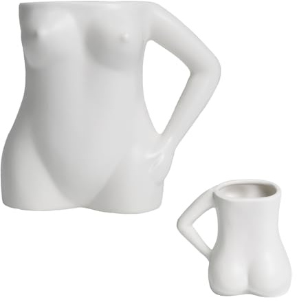 Tazza da caffè in ceramica con manico - Tazza 3D a forma di corpo umano, Tazzina da caffè artistica e creativa, Tazza da tè decorativa unica, Perfetta come regalo e per uso quotidiano (A, Bianco)