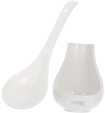 TOPPERFUN Portacucharas De Cerámica Grande Cuchara Sopera y Cucharón De Arroz Kit De Reposacucharas Para Cocina Soporte Decorativo Para Mesa Práctico Organizador De Cucharas