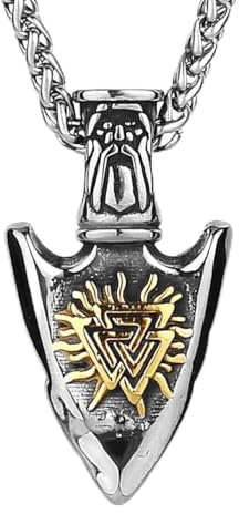 Fachoice Valknut Pfeilspitzen-Anhänger für Männer Nordische Kompass-Speer-Halskette, Herren-Wikinger-Vegvisir-Kompass-Schmuck Punk-Valknut-Odin-Pfeil-Halskette