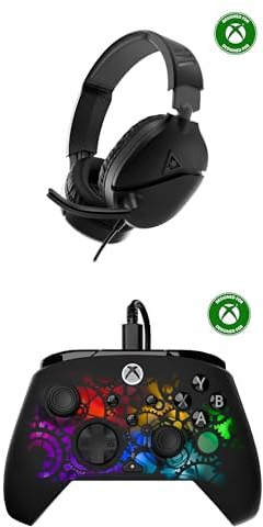 Turtle Beach Bundle of Recon 70 Black Xbox Wired Gaming Headset + Afterglow Ignite Time Machine Wired RGB Gaming Controller for Xbox and PC - Both officially licensed by Xbox