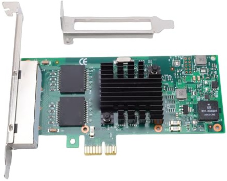 Plyisty Tarjeta de Red PCI Express, Adaptador Gigabit Ethernet de 4 Puertos con Soporte de Perfil Bajo para PC de Escritorio con Servidor, Compatible con Chip I350AM4 Interfaz PCIE 2.1