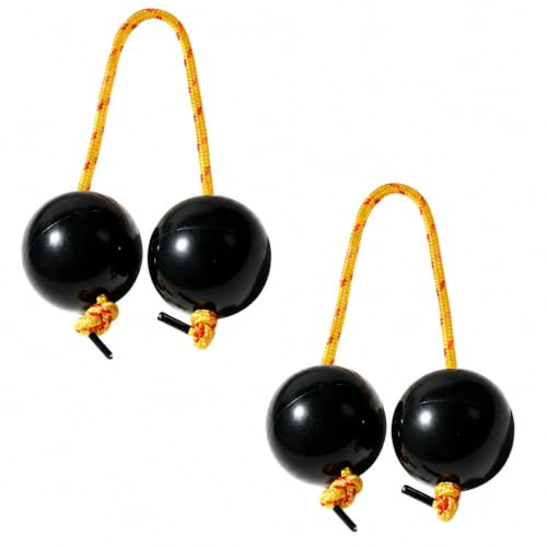 Bdfgh 2 Pairs Aslatuas Rhythmic Ball Kashaka Shaker, African Hand Percussion Aslatua Rhythm Instrument, Music Egg Shaker Double Gourd Fingertip Drum Balls for Party & Concert