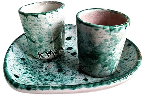 Le Ceramiche di Ketty Messina Bicchierini da Liquore con Vassoio in Ceramica Siciliana Dipinti a mano