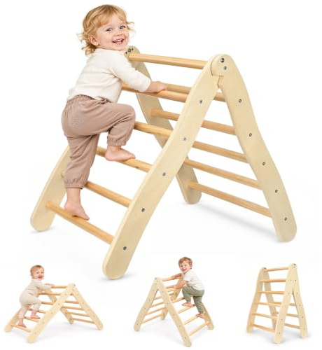 Triangolo da Arrampicata, Set Arrampicata Montessori per Bambini al Chiuso con Angolo Regolabile, Struttura da Arrampicata Montessori Pieghevole per Bambini al Chiuso con capacità di Carico 50 kg