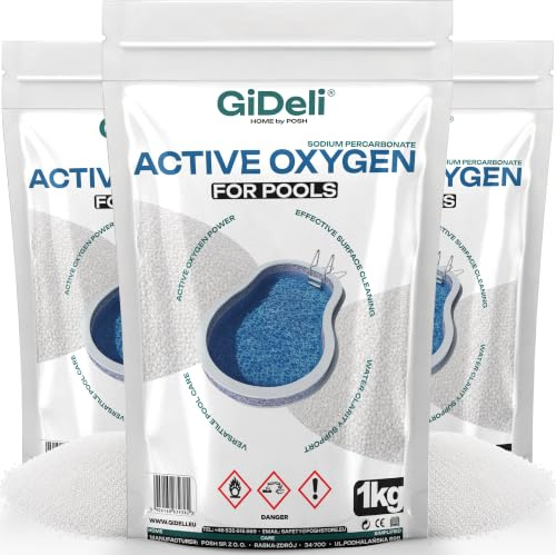 GiDeli Aktivt syrepool klorfri 3 x 1 kg – syregranulat vattenvård mot grumlighet för kristallklart poolvatten – poolvård utan klor för oxidation och organisk smuts