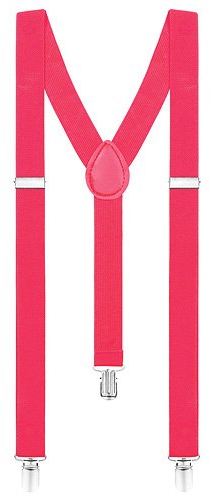 Taffstyle® Damen Herren Bunte Neon & Uni Farben - Y Form - Hosenträger mit 3 Clips - Fuchsia ( Dunkel Pink )
