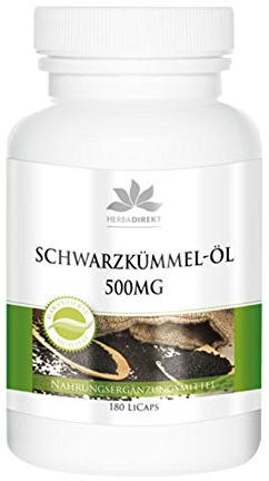 Schwarzkümmelöl 500mg - 180 Kapseln - vegan | HERBADIREKT by Warnke Vitalstoffe - Deutsche Apothekenqualität