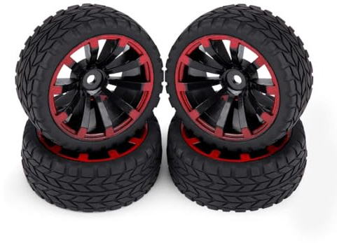 Tbest 4 stücke RC Reifen, Geländewagen Felgen RC Raupenreifen Gummireifen Räder für RC 1:10 Autoteil(Getreidemuster)