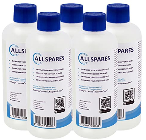 Flytande avkalkningsmedel kompatibel för Delonghi Original EcoDecalk DLSC500/AEG (5 x 500 ml) för kaffebryggare från AllSpares