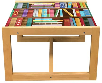 ABAKUHAUS Bücherregal Couchtisch, Verschiedene Themen Bücher, Acrylglas-Mitteltisch mit Holzrahmen für Büros Wohnheime, Klein Größe, Mehrfarbig