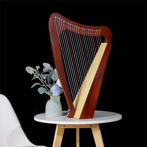 FJAUOQ Lyra Harfe 23 Saitiges Lyre Harp Holz Saiteninstrument mit Tragetasche Riemen Reinigungstuch Stimmschlüssel Pickup Für Erwachsene Kinder Und Anfänger Musikinstrument,D 23 String