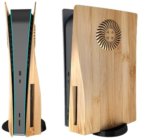Hzxkqmil Plaques de Couverture de Rechange pour PS5 Console Version Disque | Coque de Remplacement avec Évents Panneau Latéral Boîtier ABS Accessoires Antichocs pour PS5 Disc Edition, Grain de Bois