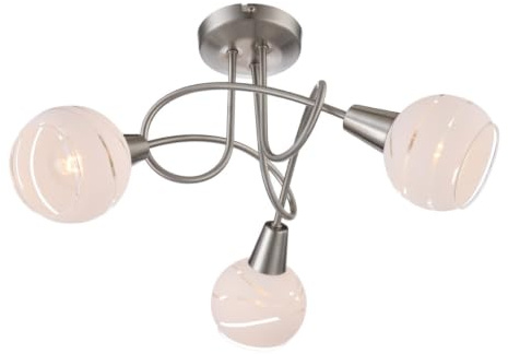 Trango 3-flammig dimmbar LED Deckenleuchte 1001-32SD Deckenlampe in Edelstahl-Look mit Design Gläsern incl. 3x LED Leuchtmittel 3000K warmweiß, Deckenstrahler, Wohnzimmer Lampe, Spots