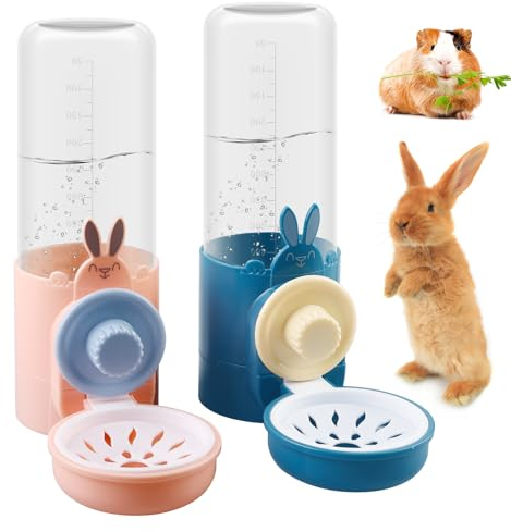 2 Pièces Distributeur Eau pour Petits Animaux, 500ML Grande Capacité Automatique, Abreuvoir Suspendu Anti-Goutte pour Lapin, Hamster, Cochon d'Inde